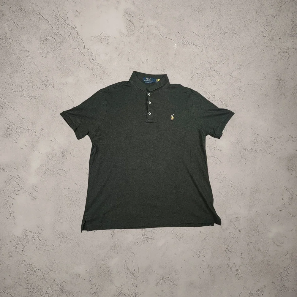 Polo Ralph Lauren Mens Large Classic Fit Short Sleeve Polo Shirt Charcoal Black